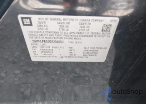 2016 GMC Terrain Slt из США, поврежденный, VIN 2GKFLPE39G6204850